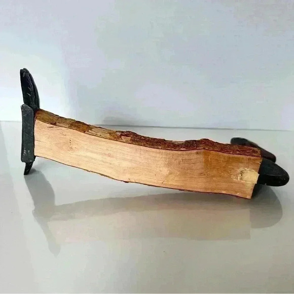 Turkey Tapered Candle Holder Centerpiece Carved Wood Branch Log Thanksgiving - Picture 13 of 16